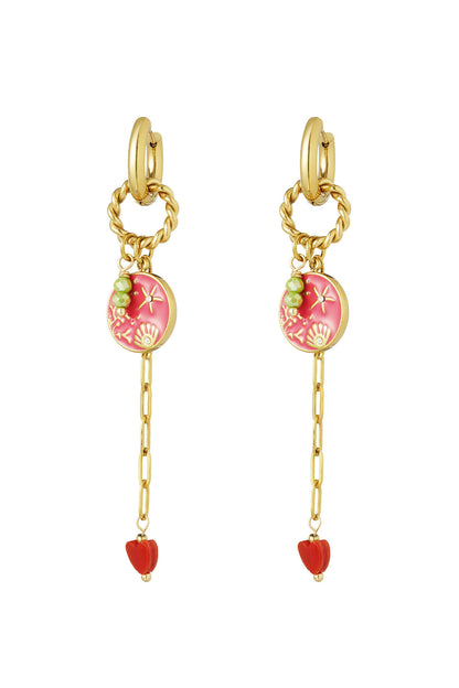 Elegant Pink Drop Earrings in 304S Steel