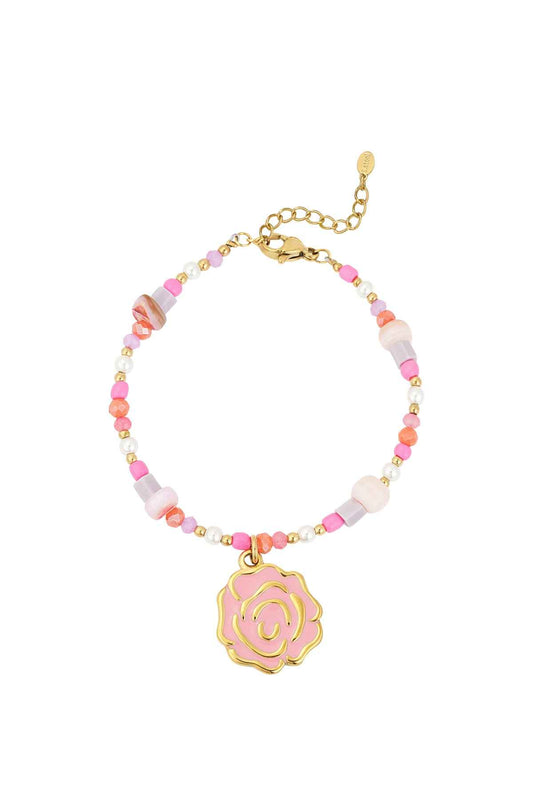 Chic Pink Beaded Bracelet in 304S Steel