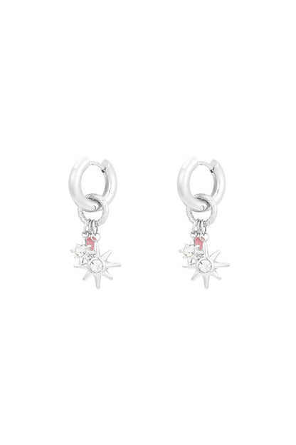 Elegant Pink & Silver Drop Earrings for Timeless Style