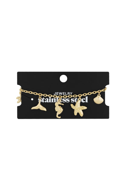 Elegant Stainless Steel Charm Bracelet - Silver & Gold