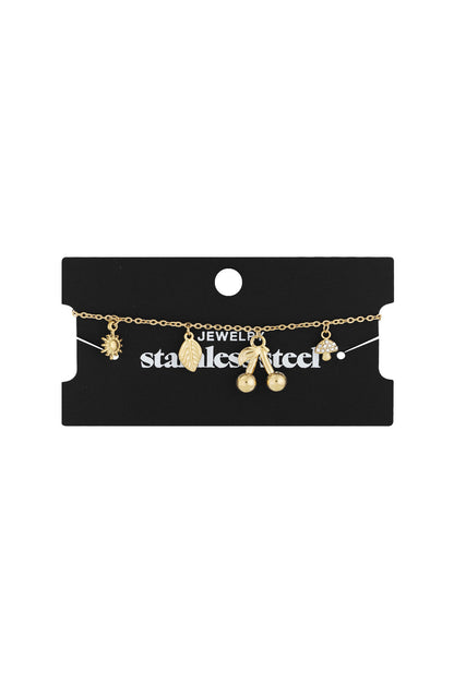 Stylish Gold Stainless Steel Charm Bracelet for Women
