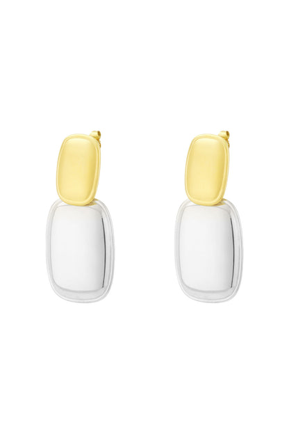 Stylish Drop Earrings in Silver, Gold, and Two-Tone