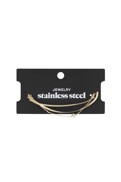 Elegant Stainless Steel Charm Bracelet - Silver & Gold
