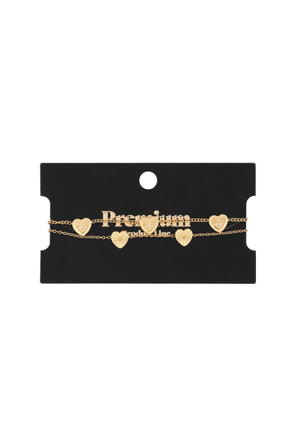 Elegant 14K Gold Plated Heart Charm Bracelet for Everyday Wear