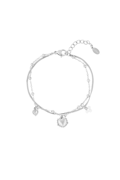 Elegant Charm Bracelet in Silver & Gold