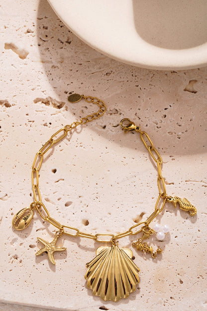Elegant Gold Statement Charm Bracelet