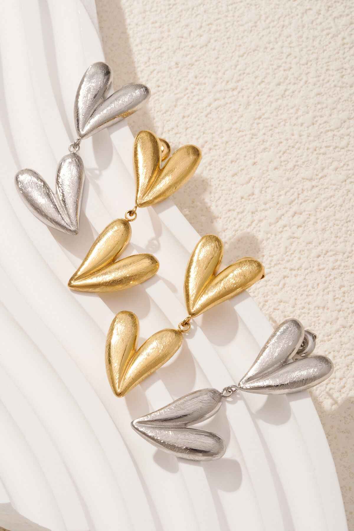 double heart oorbellen
