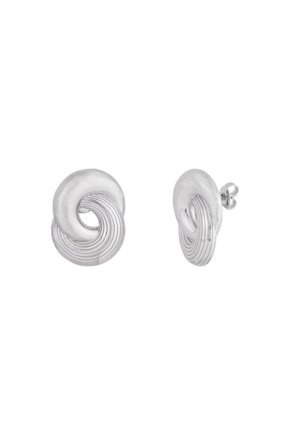 Elegant Irregular Shaped Stud Earrings, Silver & Gold