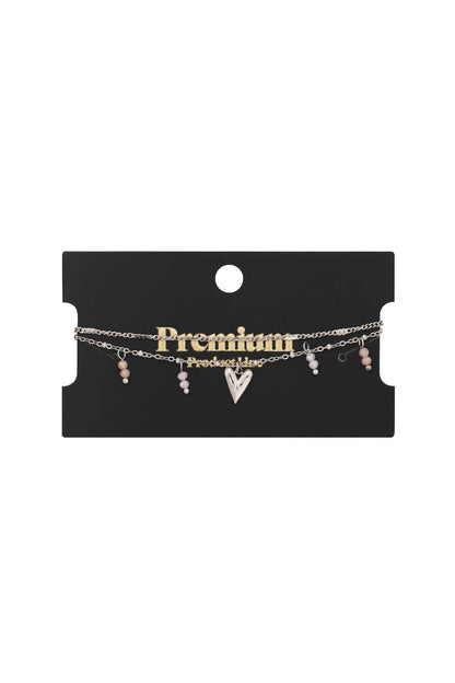 Charming Heart Multi-Layered Bracelet - Silver & Gold