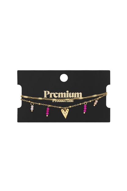 Charming Heart Multi-Layered Bracelet - Silver & Gold