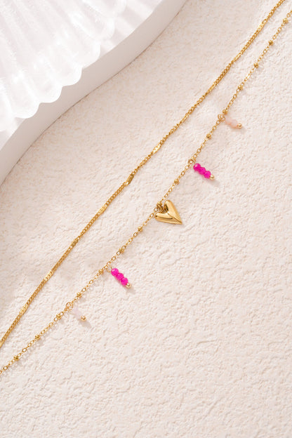 Charming Heart Multi-Layered Bracelet - Silver & Gold