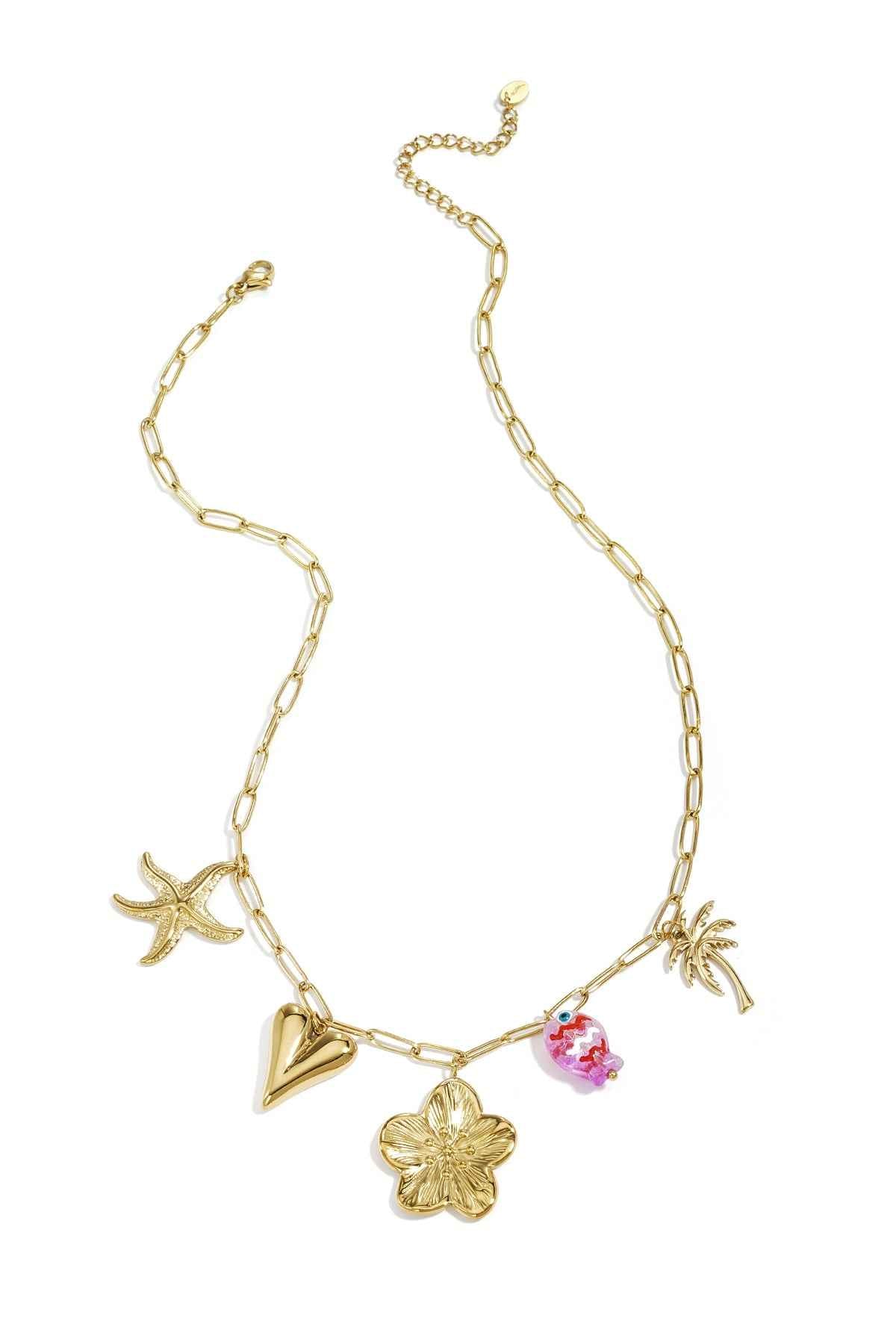Necklace with large links and charms