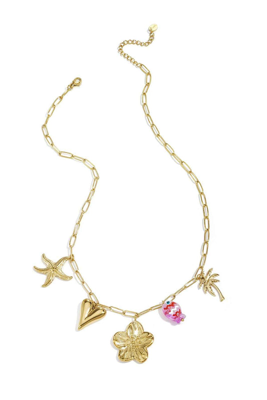 Necklace with large links and charms