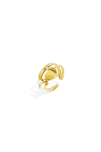 Elegant Adjustable Gold Color Heart Ring for Women