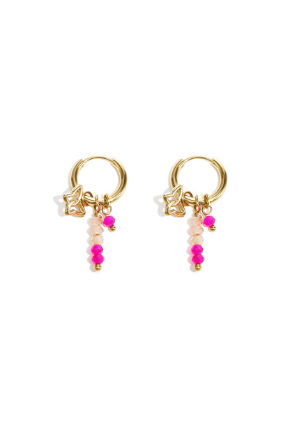 Charming Pink & Green Beaded Earrings for Spring