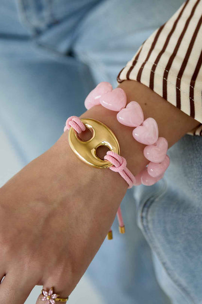 Kralen armband met grote harte kralen