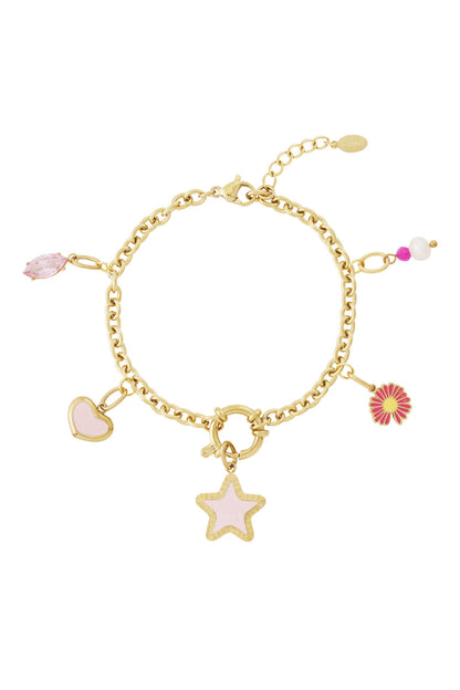 14K Gold Plated Charm Bracelet for Women