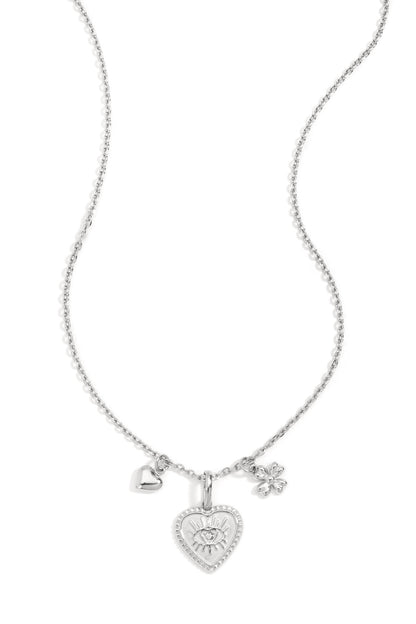 Elegant Devil's Eye & Heart Pendant Necklace