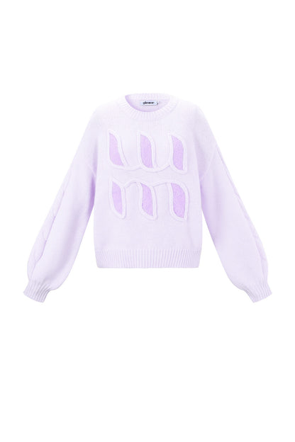 Soft Knitted Sweater for Fall/Winter in Pink, Off-White & Light Purple