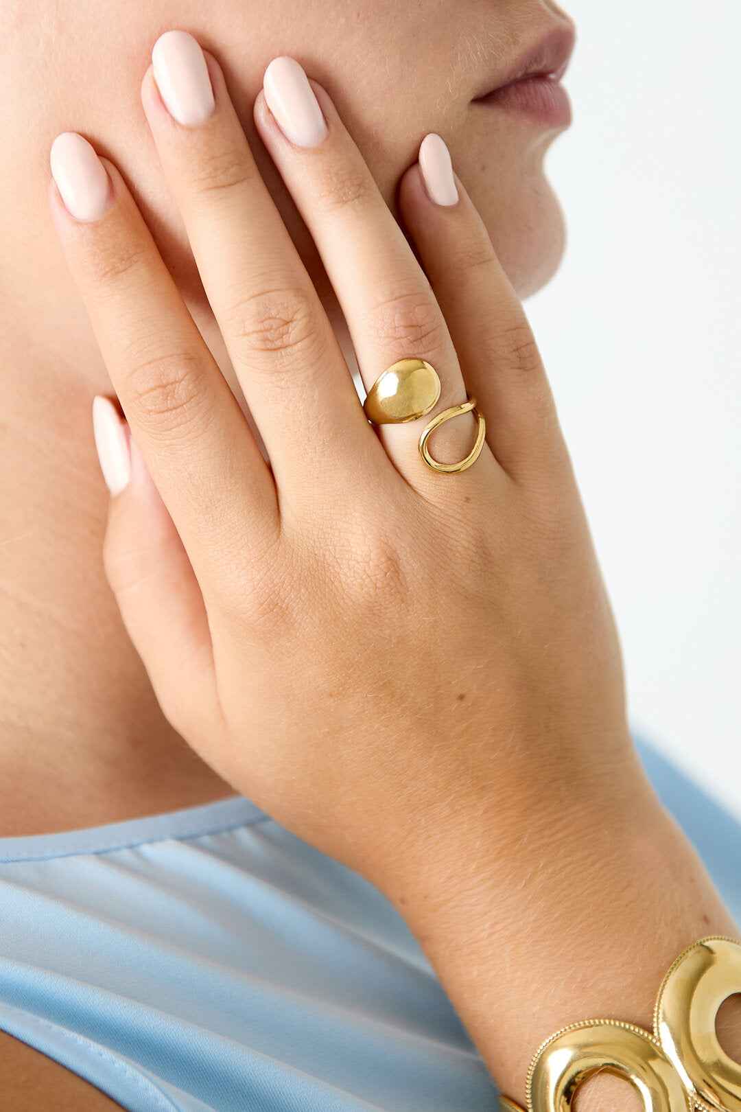 Elegant Gold-Color Adjustable Statement Ring