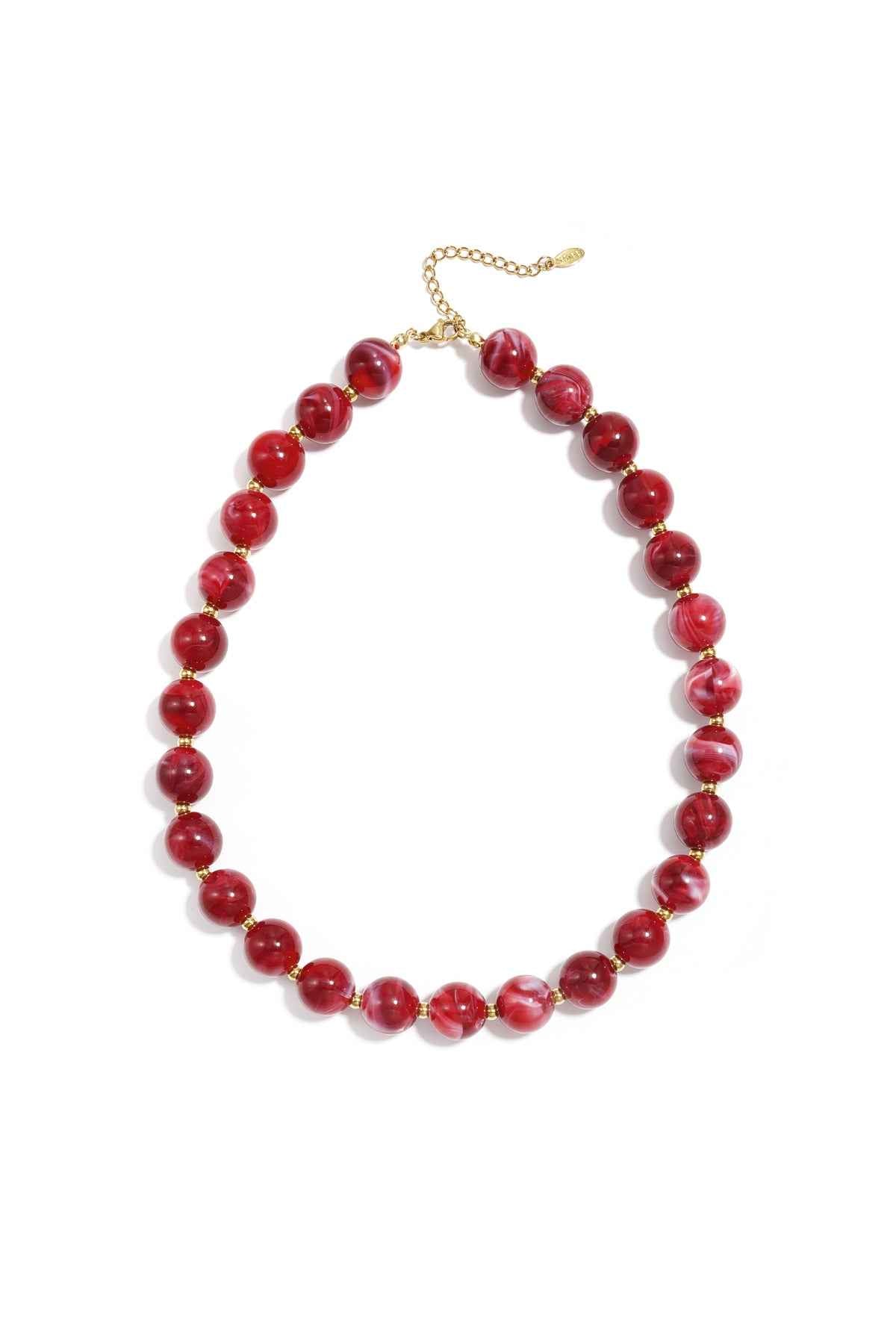Bead necklace with gold beads 13.5mm