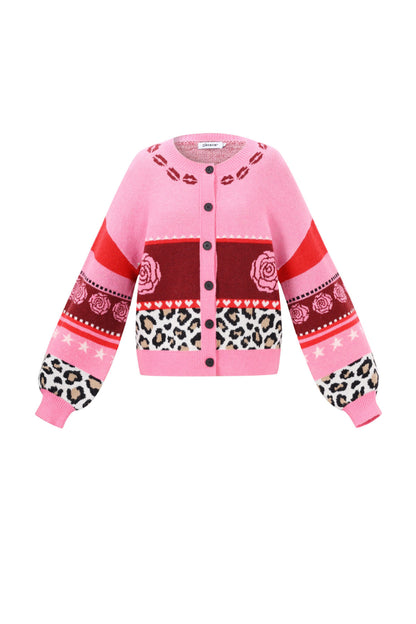 Chic Floral Print Knit Cardigan for Fall/Winter