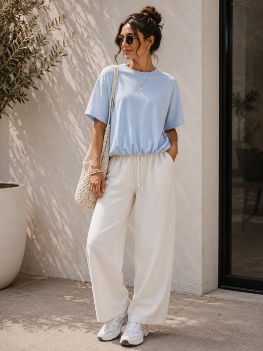 Balloon Crop Top Blue