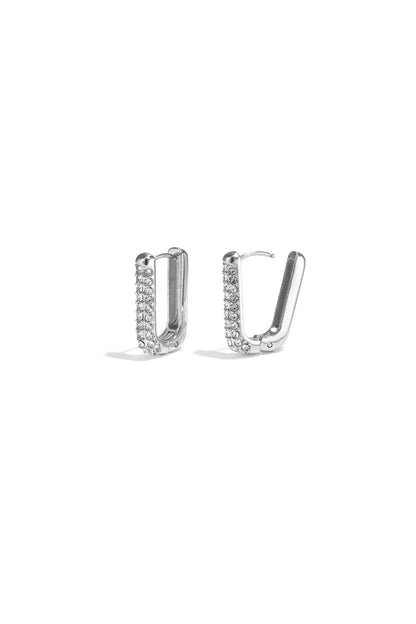 Stylish Stainless Steel Hoop Earrings with Zircon