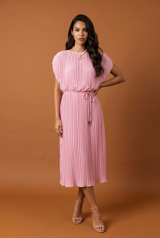 Oversized Plissé Jurk Roze