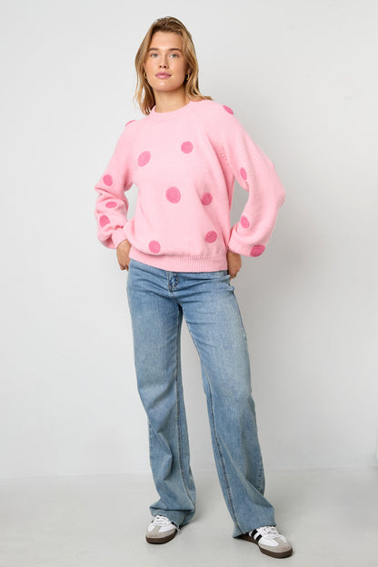 Cozy Knitted Sweater for Fall/Winter - Polka Dots