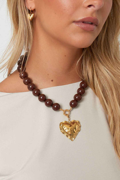 Necklace with large beads and front closure-15mm