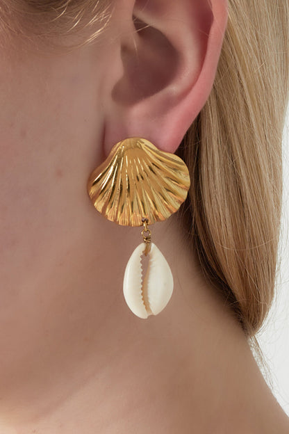 14K Gold Plated Seashell Drop Earrings