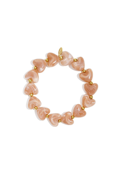 Elastieken hartjes kralenarmband