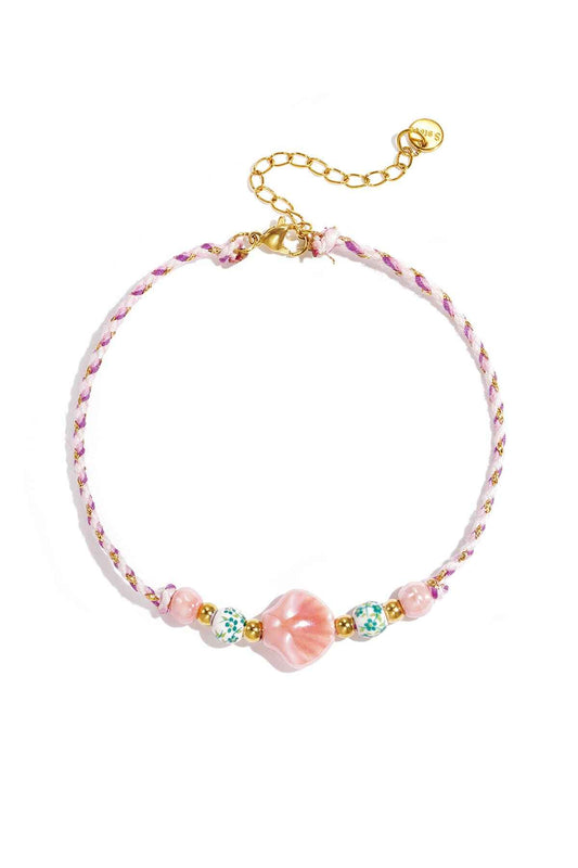 Charming Yellow & Pink Shell Anklet for Summer