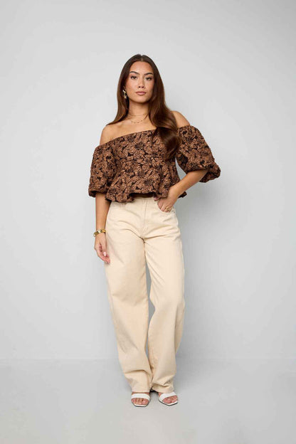 pof mouw top met textuur