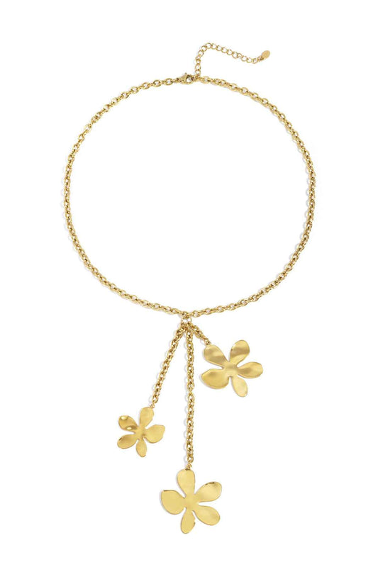 Elegant Gold-Plated Stainless Steel Flower Necklace