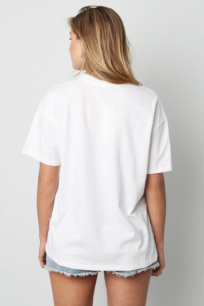Stylish Letter Print Cotton T-Shirt for Spring/Summer