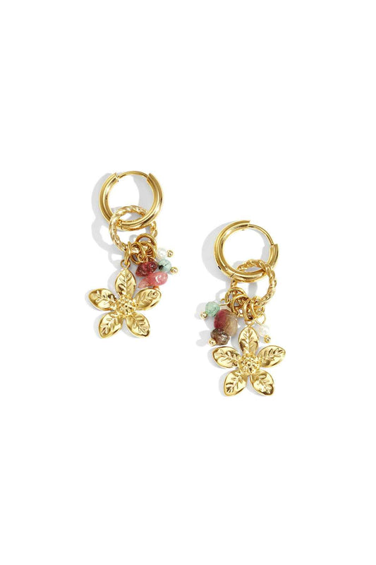 Elegant Gold Color Flower Drop Earrings