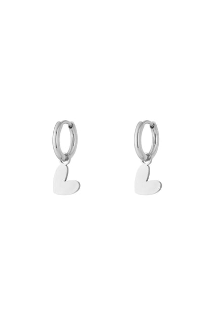 Elegant Heart-Shaped Drop Earrings, Silver & Gold
