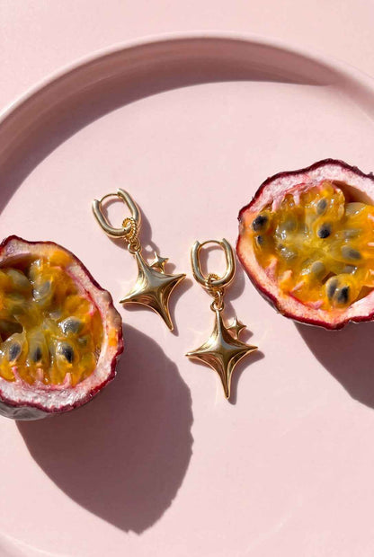 Squoval oorbellen met glinsterende ster hanger