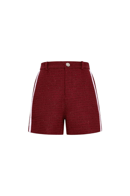 Elegant Plaid Shorts for Fall/Winter in Wine Red and Black