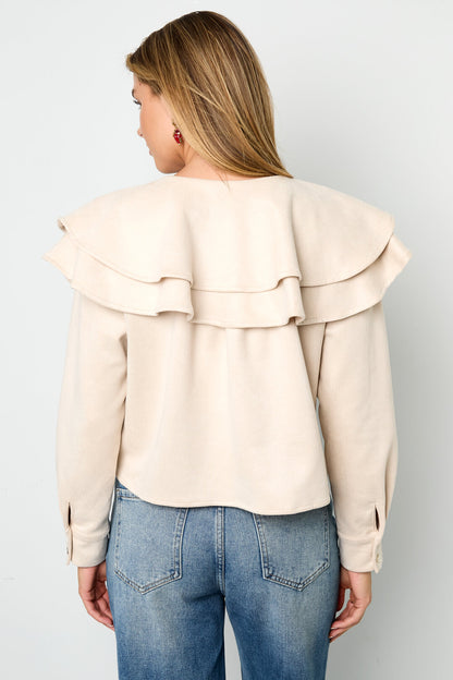 Elegant Ruffle Trim Blouse for Fall/Winter