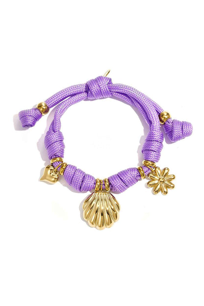Rope bracelet with knots and various charms