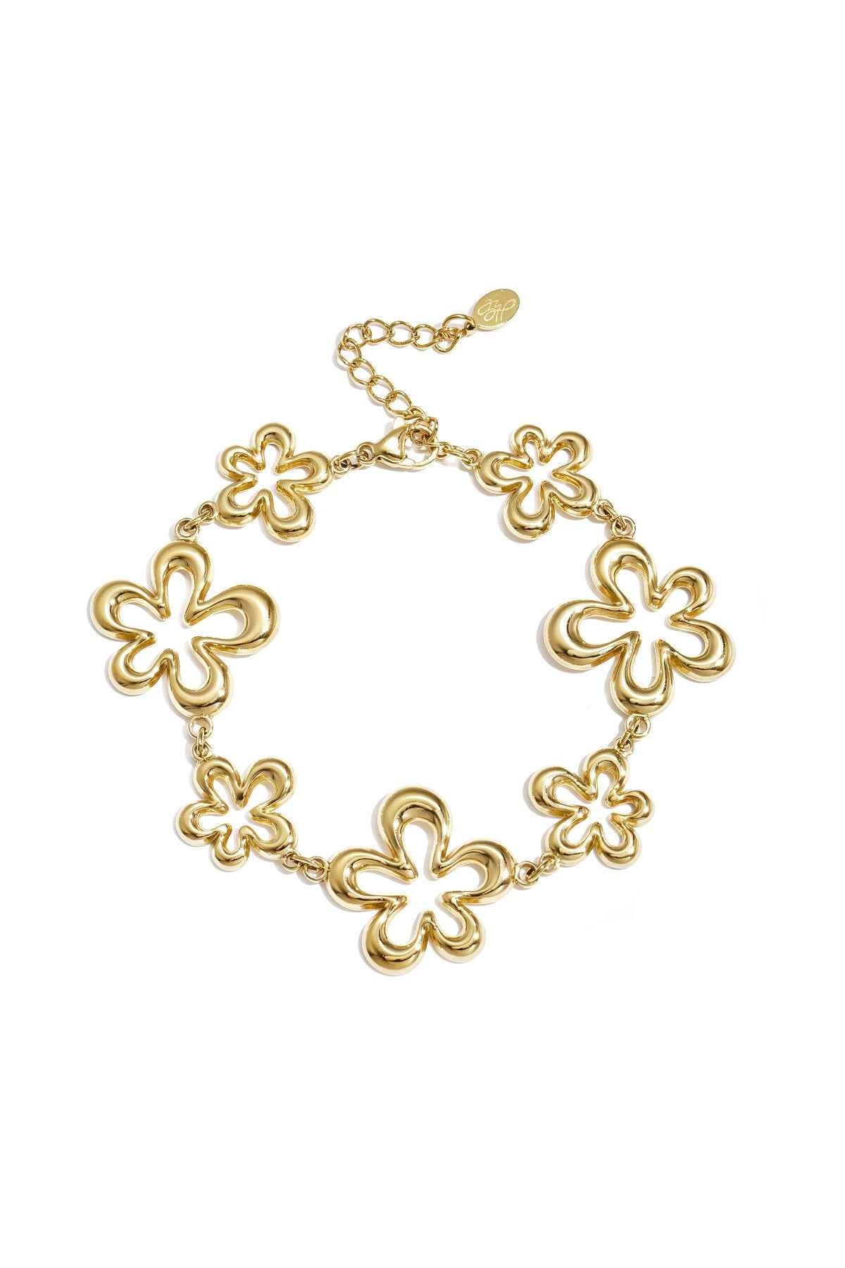 Armband met koraalvormige speelse bloemen in variërende maten