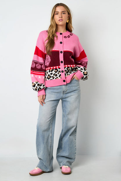 Chic Floral Print Knit Cardigan for Fall/Winter