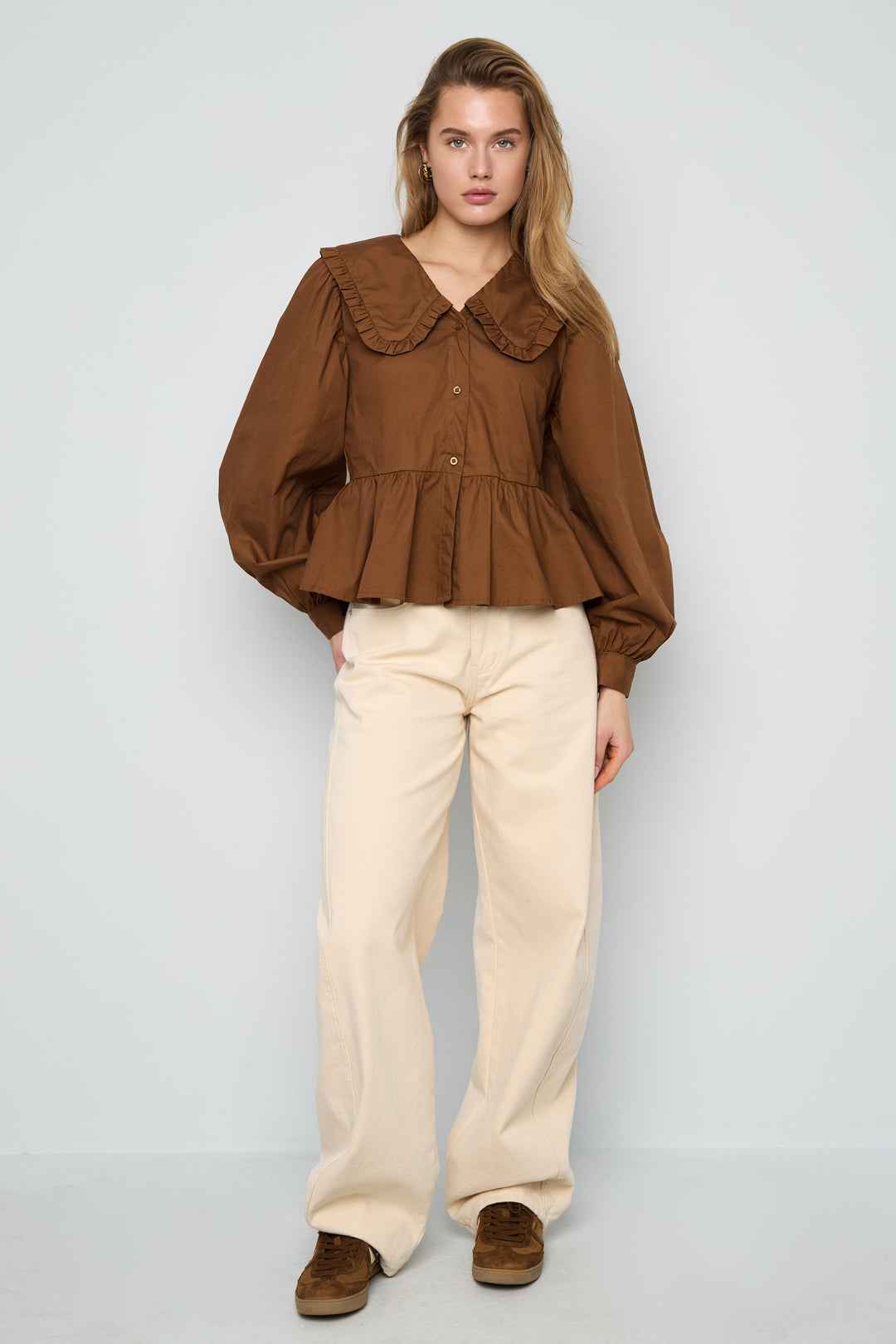 Katoenen blouses en overhemden Effen casual lente/zomerkleding