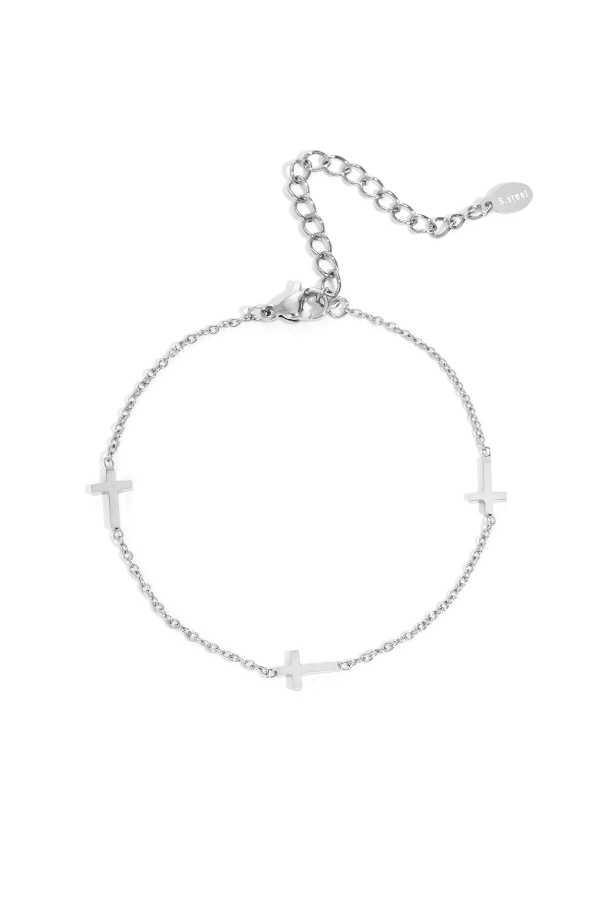 Roestvrijstalen kettingarmbanden met kruis, casual, dagelijks, eenvoudig, serie, damessieraden