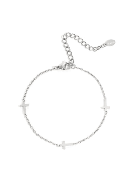 Roestvrijstalen kettingarmbanden met kruis, casual, dagelijks, eenvoudig, serie, damessieraden