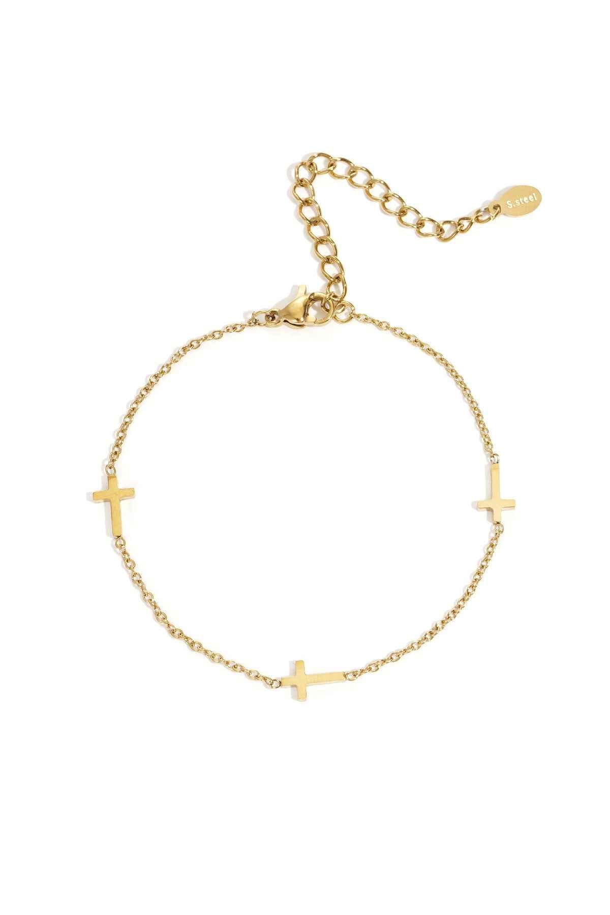 Roestvrijstalen kettingarmbanden met kruis, casual, dagelijks, eenvoudig, serie, damessieraden