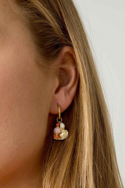 Earrings with beads and heart charm